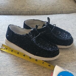 Sparkly Black Kids Shoes Size 2